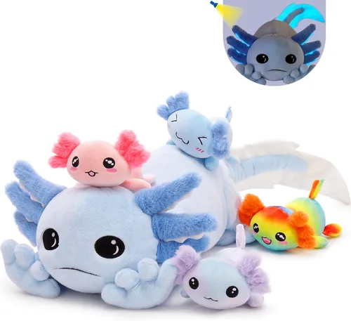 Miniatura 24 de Tezituor Juego de 5 lagartos de peluche realistas con bebés, 26.4 pulgadas, gran peluche de dragón barbudo, juguete de juguete para niños