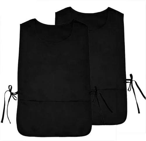 Nanxson Delantal de zapatero unisex con 2 bolsillos profundos, paquete de 2 Smock con lazos laterales para el trabajo de la cocina CF3137