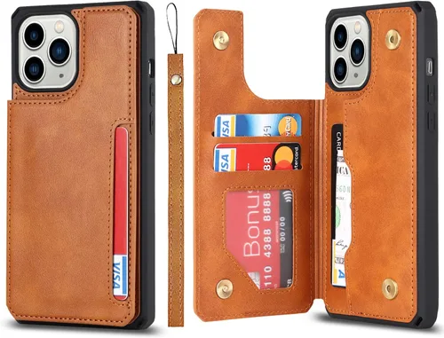 Cavor Funda para iPhone 11 Pro con tarjetero, funda tipo cartera con tarjetero y tarjetero para iPhone 11Pro, funda de piel sintética con ranuras