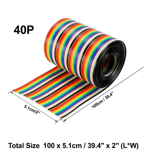 Miniatura 2 de uxcell Echada plana el 3.3 ft del alambre 4.2 ft m del arco iris IDC del cable de cinta 40P largo