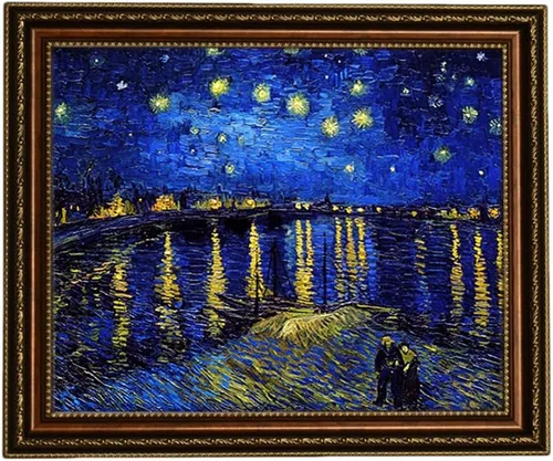 Miniatura 40 de ELITEART -Noche estrellada sobre el ródano por Vincent Van Gogh Giclée Art Canvas Prints- Tamaño del marco: 28 x 35 pulgadas