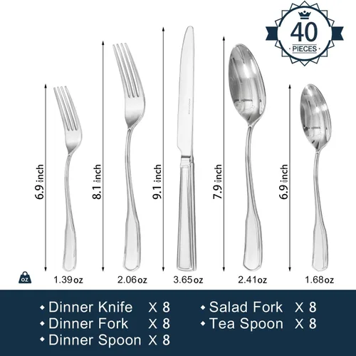 Miniatura 2 de KINGSTONE Juego de 20 cubiertos de acero inoxidable 18/10, juego de cubiertos para 4, juego de vajilla, juegos de utensilios para hogar