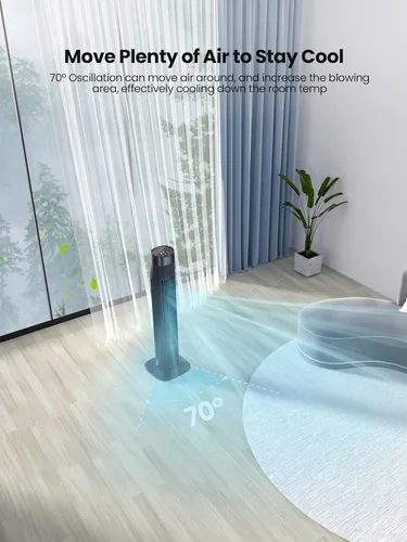 Miniatura 2 de Uthfy Ventilador de torre con control remoto, ventilador de torre eléctrico de 31 pulgadas que sopla aire frío, ventilador de refrigeración