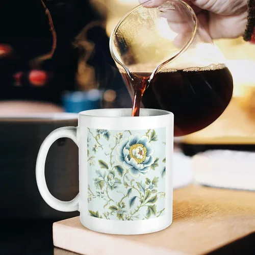Miniatura 5 de Chinoiserie Blue Peony Flower Mugs Botanical Peony Garden Illustration 11 Oz Tea Cup Mother's Day Christmas Birthday Gift For Mom