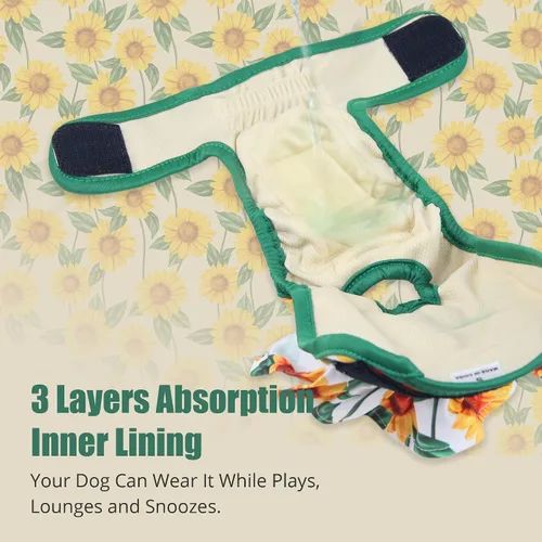 Miniatura 4 de Langsprit Pañales lavables para perras (paquete de 3) – Pañales reutilizables para perras – Pañales para perras altamente absorbentes para perros