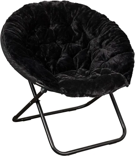 Miniatura 17 de Flash Furniture Gwen - Silla plegable de gran tamaño con otomana, silla lunar de piel sintética, marco de acero duradero, para dormitorio