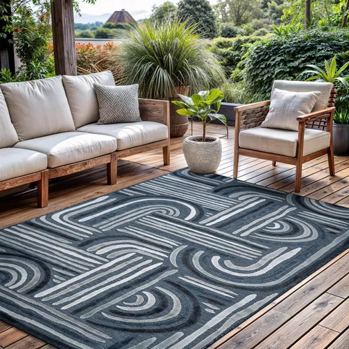 Miniatura 51 de CAMILSON Alfombra para Interiores y Exteriores, Alfombras de Área Azules 5x7 con Hojas Tropicales Botánicas para Patios Interiores y Exteriores