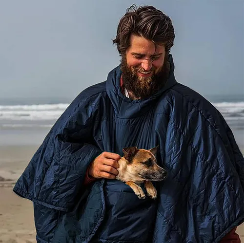 Miniatura 4 de Abrigo tipo poncho con capucha para invierno, abrigo para acampar al aire libre, manta de edredón pequeña, resistente al agua, saco de dormir, capa