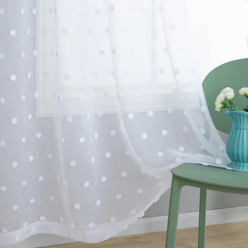 Miniatura 3 de KOUFALL Pom Pom Cortinas transparentes de puntos