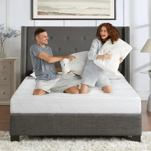 Colchón de Cama Tamaño Twin de Espuma Viscoelástica con Gel en una Caja, Firmeza Media y Buen Soporte, Diseño Removible y Lavable, Tela