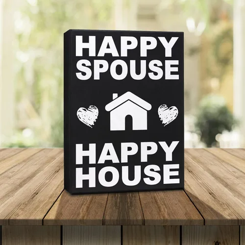 Miniatura 6 de JennyGems Cartel de Happy Spouse Happy House, regalos divertidos de boda, regalos para parejas, letreros de matrimonio, decoración para parejas