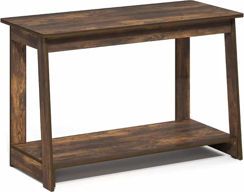 Miniatura 6 de Furinno Beginning - Soporte de TV rectangular de 2 niveles con estante abierto, consola de TV para TV de hasta 36 pulgadas, parte trasera abierta