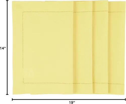 Miniatura 5 de Solino Home - Juego de 4 manteles individuales de lino amarillo, 14 x 19 pulgadas, manteles individuales de algodón y lino con punto de dobladillo