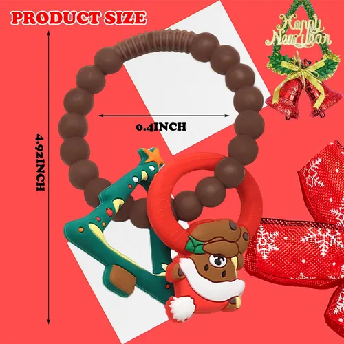 Miniatura 2 de Mordedor de silicona para bebé, árbol de Navidad y oso, anillo de dentición, juguetes de dentición para niños pequeños, regalos de Navidad o relleno