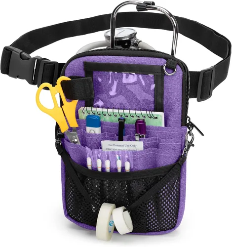 Trunab Riñonera con soporte para cinta y bolsillos para equipo médico, bolsa de almacenamiento de cintura con correa ajustable para la cintura,