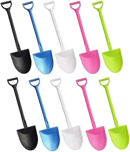 100 cucharas desechables con forma de pala, cuchara colorida de plástico para helado para postres pudín, yogur y azúcar (4.8 pulgadas, 5 colores)