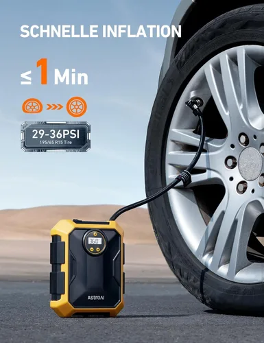 Miniatura 7 de AstroAI Inflador de neumáticos Compresor de aire portátil 150PSI 12V DC/110V AC con motores metálicos duales Bomba de aire para neumáticos