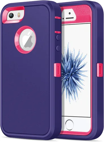 Miniatura 23 de Jelanry para iPhone 5/ 5S/ SE 1ª Generación (2016) Funda de uso rudo resistente a prueba de golpes de doble capa, carcasa protectora deportiva