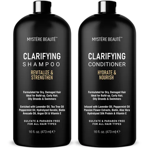 Juego de Champú y Acondicionador Clarificante - Hidratante, Calmante y Elimina la Acumulación, Para Todos los Tipos de Cabello, Limpieza