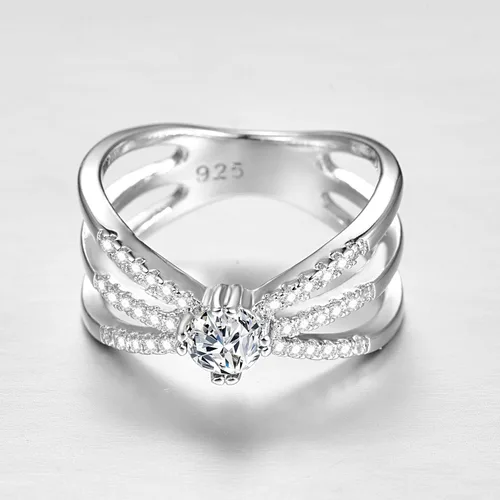 Miniatura 45 de Narica Anillo de 21 piedras chapadas en plata, apilables, corte redondo, zafiro azul, circonita cúbica, relleno de circonita cúbica, halo