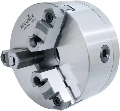 Miniatura 2 de Accusize Industrial Tools 6''/160mm 2-Piece Reversible Jaws 3-Jaw Chuck, D1-4, Direct Mount, 1.575'' Center Hole, 0559-0101