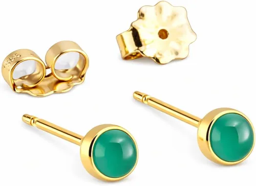 Miniatura 10 de Juego de aretes pequeños de oro con bisel, bola para cartílago, tragus, hélice, múltiples joyas hipoalergénicas de piedra natal para mujer