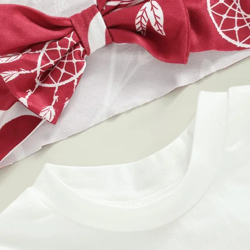 Miniatura 3 de Mandizy Ropa para bebé recién nacida, ropa de verano con estampado de vaquera occidental, camiseta de manga corta, pantalones cortos con diadema, 3