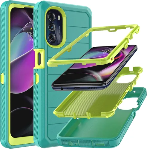 Miniatura 9 de YmhxcY Funda para Moto G 5G 2022 (sin protector de pantalla) con funda duradera de 3 capas a prueba de caídas, a prueba de golpes, funda de goma