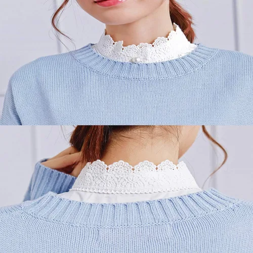 Miniatura 6 de SUZALA Collar falso de encaje, cuello falso desmontable para mujer, cuello falso para blusa, suéter
