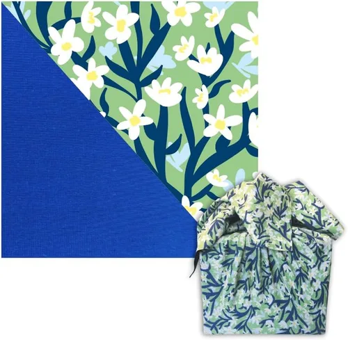 Miniatura 11 de SHIKIWRAP Envoltura de regalo de tela reutilizable – Pequeño 18 pulgadas azul profundo ecológico reversible, envoltura de tela Furoshiki elástica