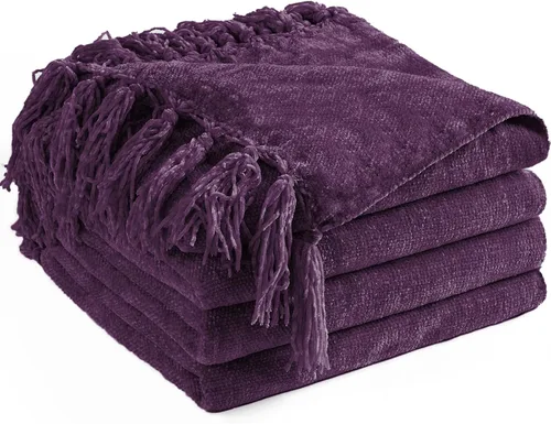 Miniatura 18 de Manta de Chenilla para Sofá 50"X 60", Mantas Suaves y Acogedoras con Flecos con Borlas para Cama Sofá Silla Cubierta, Mantas Decorativas Bohemias