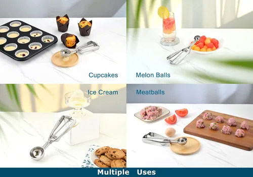 Miniatura 9 de cuchara profesional de acero inoxidable 18/8 tamaño mediano para galletas, Tamaño 40