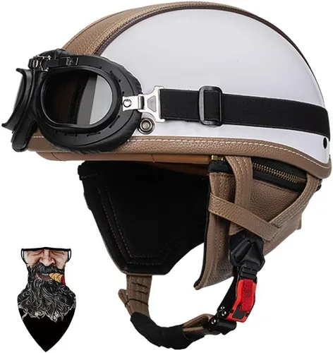 Miniatura 18 de Casco Moto Retro ABS Ligero 22.93 oz DOT Homologado - Medio Casco Jet para Hombre y Mujer con Doble Ventilación, Forro Desmontable y Hebilla Rápida