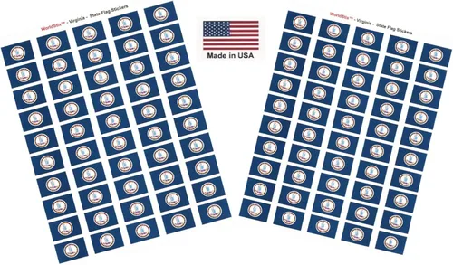 Miniatura 202 de 100 calcomanías de la bandera de Alaska; 1.5" x 1" hechas en Estados Unidos, calcomanías autoadhesivas de la bandera del estado para álbumes