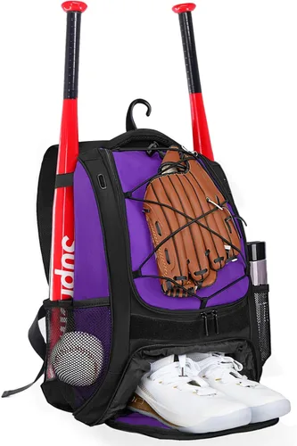 Miniatura 11 de Goloni Mochila de béisbol, bolsa de béisbol para adultos, bolsa de bate de sóftbol con compartimento para zapatos, compartimento principal grande