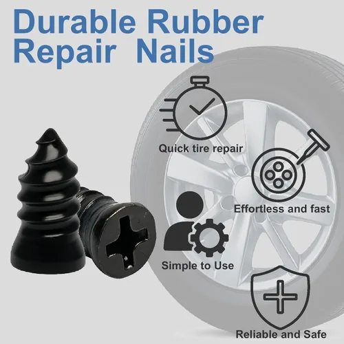 Miniatura 5 de 60 clavos de goma para reparación de neumáticos, tapones confiables de reparación de neumáticos que se atornillan con destornillador, tornillos
