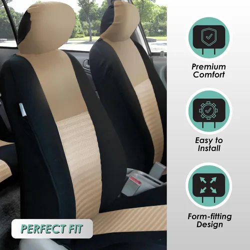 Miniatura 2 de Fundas FH GROUP, FH-FB060114 para asientos de auto, juego completo, compatibles con bolsa de aire y separación para la mayoría de autos, camionetas