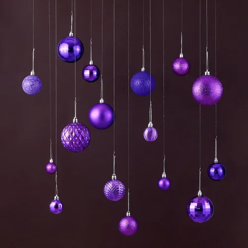 Miniatura 7 de LANGXUN 36 piezas de bolas de decoración de árbol de Navidad moradas, bolas de Navidad, decoración de Navidad 2025, adornos navideños irrompibles