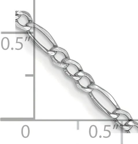 Miniatura 2 de Pulsera de oro blanco de 14 quilates de 0.098in con cadena Figaro de 10.0in