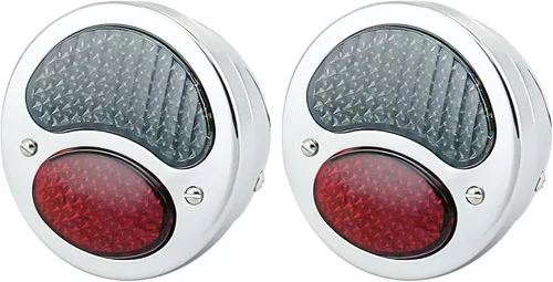 Miniatura 12 de FATECIM 2 luces traseras LED vintage Duolamp de 12 V, indicador de parada trasera con señales de giro y lámpara de matrícula, lente ahumada, Negro