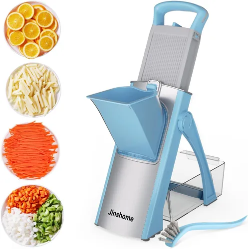 Cortador de mandolina seguro y mejorado Plus, rebanada de papas vegetales y picadora de alimentos, cortador de papas fritas de grosor ajustable,