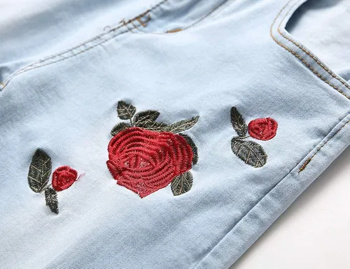 Miniatura 3 de WISHPIG Pantalones vaqueros rectos para hombre rasgados y estirados