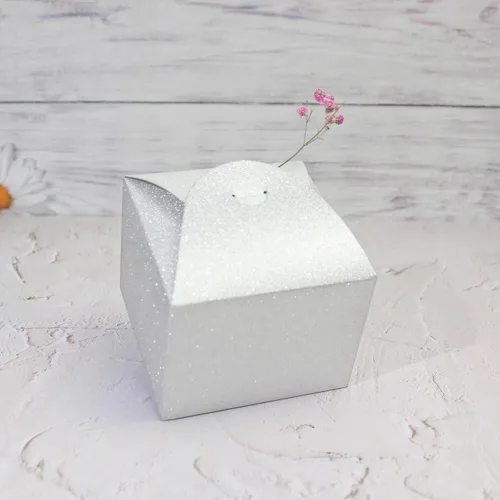 Miniatura 5 de WEWILUCK Cajas de regalo plateadas con purpurina, 10 cajas de regalo pequeñas con tapas a granel para bodas, fiestas, cumpleaños, día de San