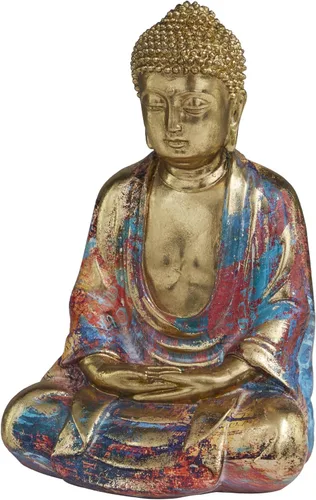 Deco 79 Escultura decorativa de Buda de resina para decoración del hogar, estatua de acento de 6 x 5 x 9 pulgadas, multicolor