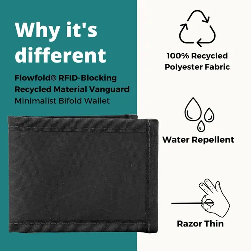 Miniatura 2 de Flowfold RFID Blocking Vanguard Billetera Bifold Durable Slim Wallet Frontal bolsillo cartera cartera bifold hecha en Estados Unidos Cartera hecha