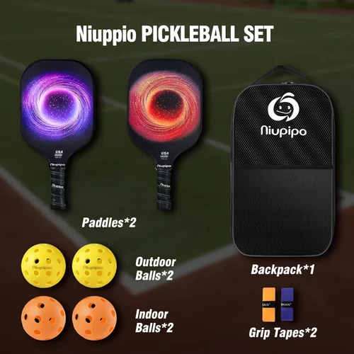 Miniatura 6 de niupipo Pickleball Paddles Set of 2 or 4, USAPA Approved Fiberglass Pickleball Paddle Set with Balls and Bag, Polypropylene Honeycomb Core