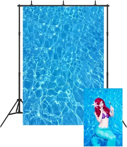 Miniatura 3 de AOFOTO Fondo ondulado de agua de mar azul brillante de 3 x 5 pies, superficie de piscina, fondo de fotografía, fondo de océano, estilo marino