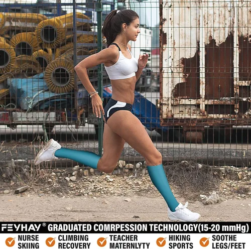 Miniatura 2 de FEYHAY Calcetines de compresión de cobre (5 pares) de 15-20 mmHg, la circulación es la mejor atlética y diaria para hombres y mujeres, correr
