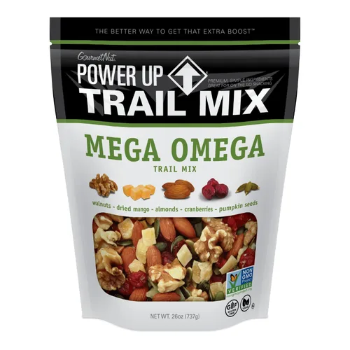 Miniatura 13 de Power Up Mega Omega Trail Mix Gourmet Nut - Bolsa de mezcla de frutos secos, 14 onzas