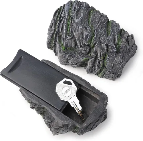 Miniatura 10 de BARGIFTS - Ocultador de llaves en roca falsa, seguro para jardín o patio al aire libre, tamaño grande, piedra falsa oculta - Se ve como roca